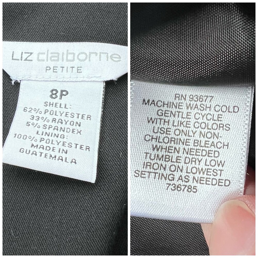 Liz Claiborne Petite Black Blazer 8P Stretch Career Office Jacket - Picture 3 of 10
